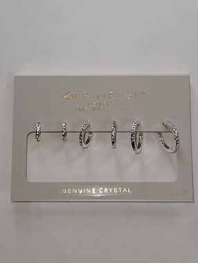 PRIMROSE 3-Pair Genuine Crystal Huggie Hoop Earring Set